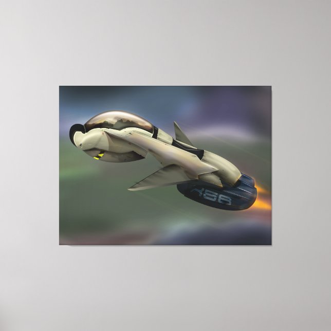 Impressão Em Tela Nave espacial voando através de um planeta (Frente)