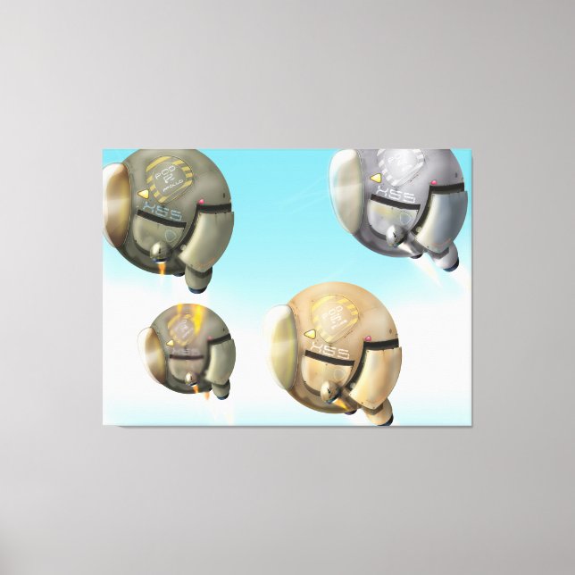 Impressão Em Tela Nave espacial voando através de um planeta (Frente)