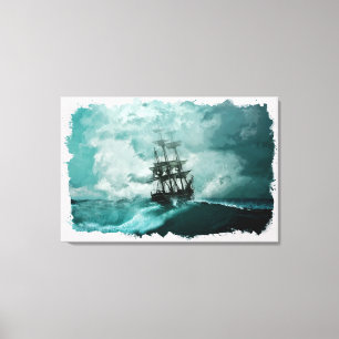 Impressão Em Tela Navio na arte digital marinha do oceano
