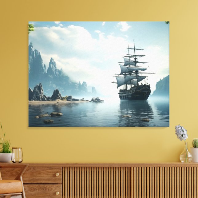 Impressão Em Tela navio no mar (Insitu(Sala de estar))
