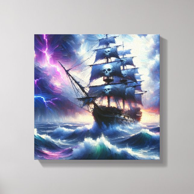 Impressão Em Tela Navio Pirata (Frente)