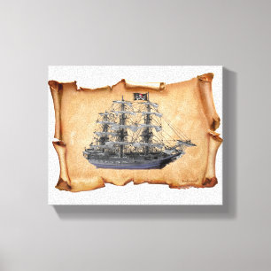 Impressão Em Tela Navio Pirata Desfraldado