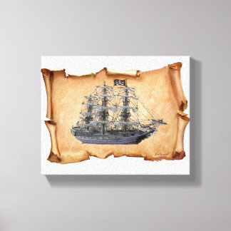Impressão Em Tela Navio Pirata Desfraldado