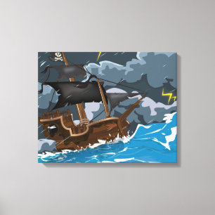 Impressão Em Tela Navio Pirata na Tempestade