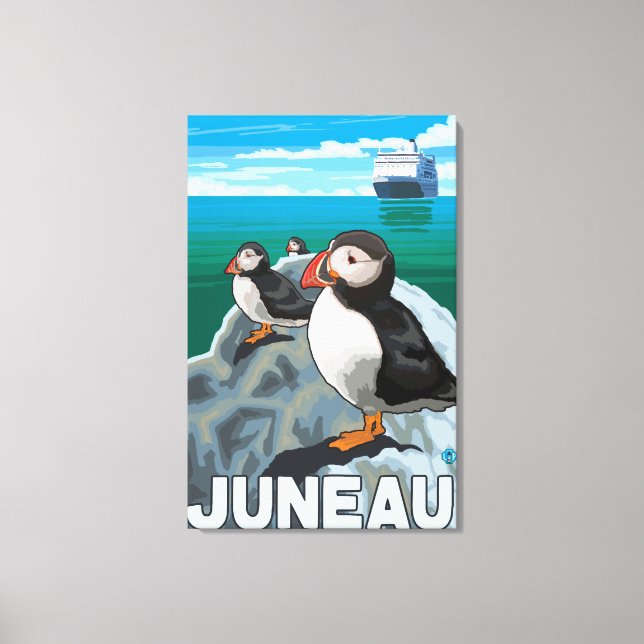 Impressão Em Tela Navio Puffins & Cruise - Juneau, Alasca (Frente)