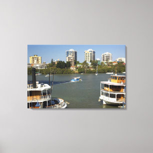 Impressão Em Tela Navios a vapor, Rio Brisbane, Brisbane,