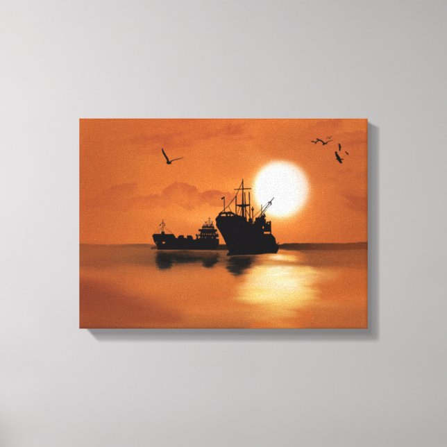Impressão Em Tela Navios no mar (Frente)