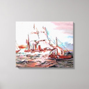Impressão Em Tela "Navios torrados ao Sunset"
