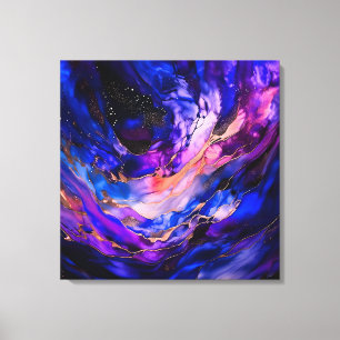 Impressão Em Tela Nebulosa do Espaço Roxo na Tinta Álcool