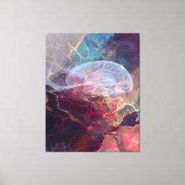 Impressão Em Tela Nebulosa Neural Cérebro Iridescente Arte Luminesce