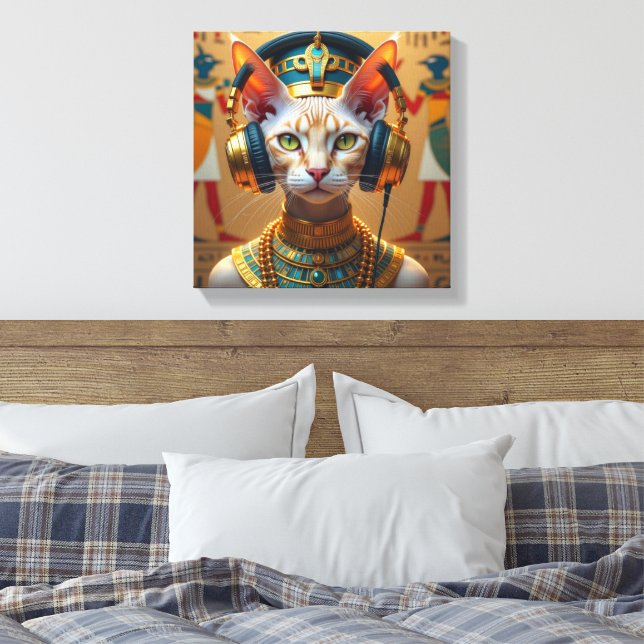 IMPRESSÃO EM TELA NEFERTITI RAINHA DO NILO-GATO DEVON REX (Insitu(Quarto))