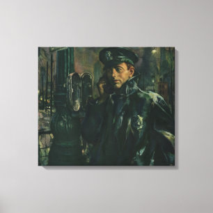 Impressão Em Tela Negócios Vintage, Policial no Telefone de Emergênc