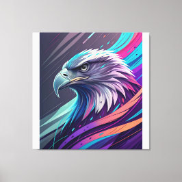 Impressão Em Tela Neon Eagle feroz - Cabeça Estilizada com Geometria