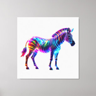 Impressão Em Tela Neon Galaxy Zebra Art - Greve Psicodélica Vibrante