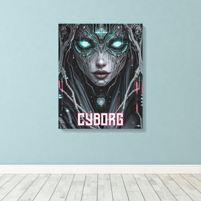 Impressão Em Tela Neon Oracle Cyborg (Insitu(piso de madeira))