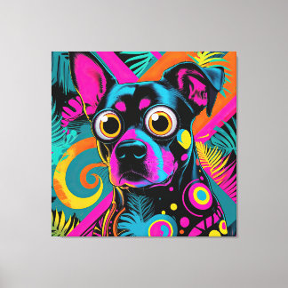 Impressão Em Tela ✨ Neon Psychedelic Cat – Pop Art Design 🎨🐱