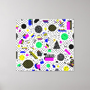 Impressão Em Tela Neon Retro Memphis Geometric Chaos Pattern