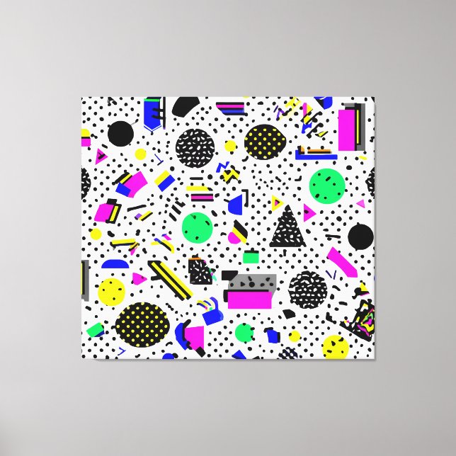 Impressão Em Tela Neon Retro Memphis Geometric Chaos Pattern (Frente)