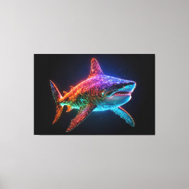 Impressão Em Tela Neon Spectrum Shark