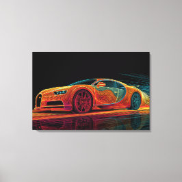 Impressão Em Tela Neon Velocity | Arte Automobilística (76cm x 51cm)