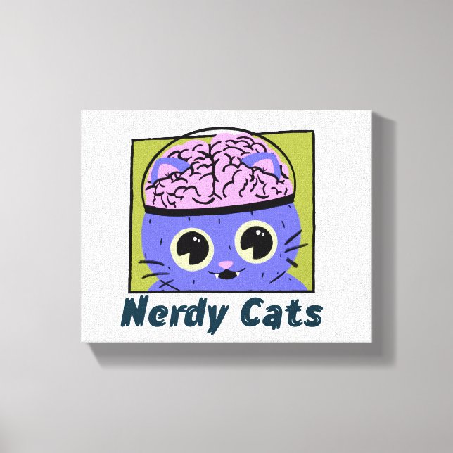 Impressão Em Tela Nerdy Cats, Design do cérebro (Frente)