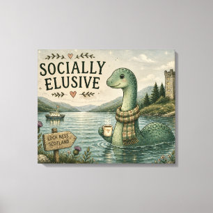 Impressão Em Tela Nessie Esquiva Socialmente Críptido Aconchegante L