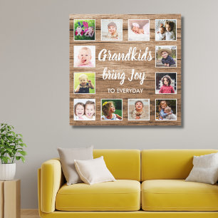 Impressão Em Tela Netos Citam Colagem Fotográfica Rustic Barn Wood 1