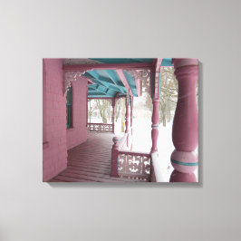 Impressão Em Tela Neve de inverno em varanda cor-de-rosa - Vineyard