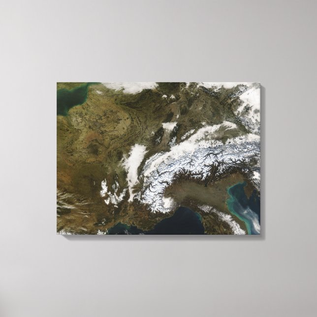 Impressão Em Tela Neve, nevoeiro e nuvens baixas na Europa Ocidental (Frente)