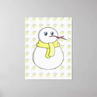 Impressão Em Tela Neve vestindo um cachecol amarelo