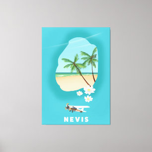 Impressão Em Tela Neves Caribe mapa Ilustrado da ilha.