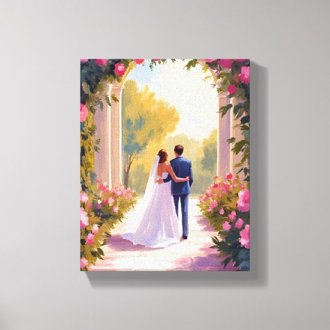 Impressão Em Tela Newlyweds Bride & Groom Wedding Painting (Frente)