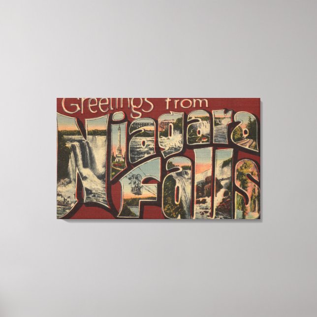 Impressão Em Tela Niagara Falls, Nova Iorque - Grandes Cenas de Letr (Frente)