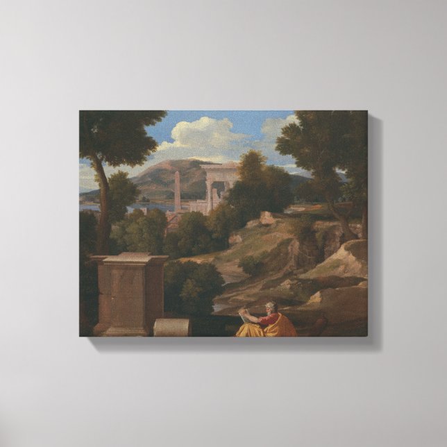 Impressão Em Tela Nicolas Poussin - Paisagem com John Santo (Frente)