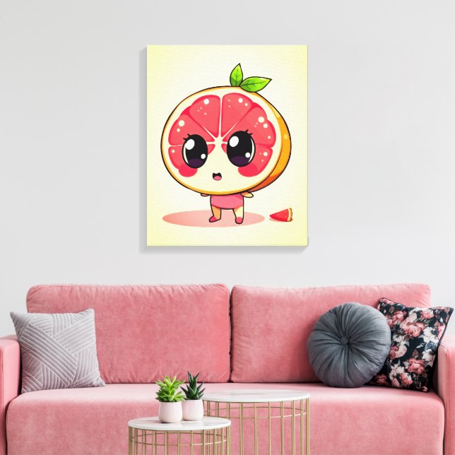 Impressão Em Tela Niedlicher Grapefruit-Charakter (Insitu(Sala de estar))