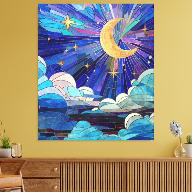 Impressão Em Tela Night Sky - Digital Art Mosaico (Insitu(Sala de estar))