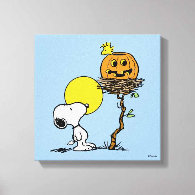Impressão Em Tela Ninho de Snoopy & Woodstock com Jack O' Lanterna (Frente)