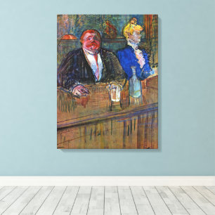 Impressão Em Tela No Bar de Toulouse Lautrec, Arte Fino Vintage