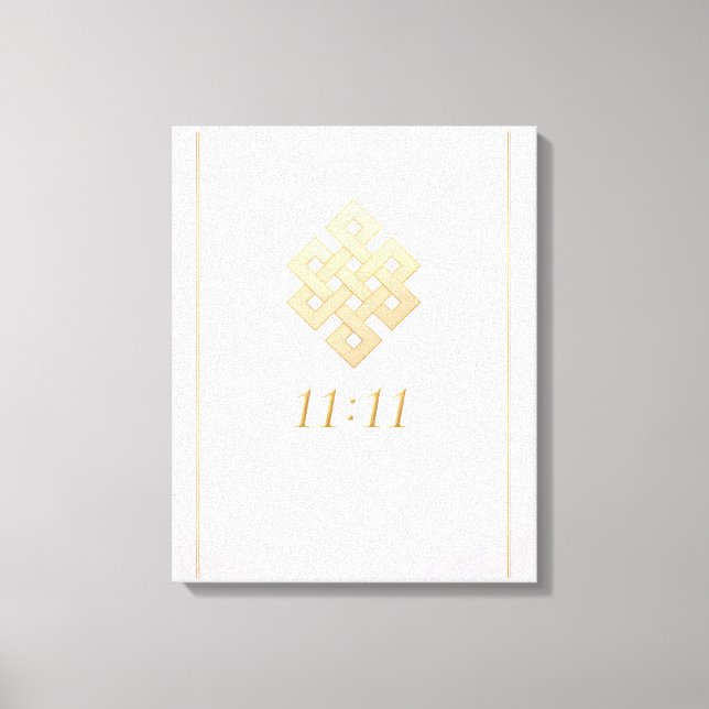 Impressão Em Tela Nó Eterno 11:11 Tela Envelopada em Ouro Branco (Frente)
