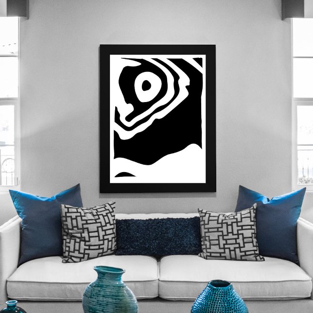 Impressão Em Tela No Profundo: Abstrato preto e branco (Criador carregado)