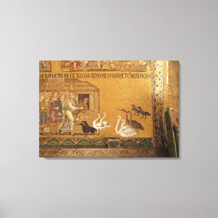 Impressão Em Tela Noah que toma os animais na arca, mosaico no th