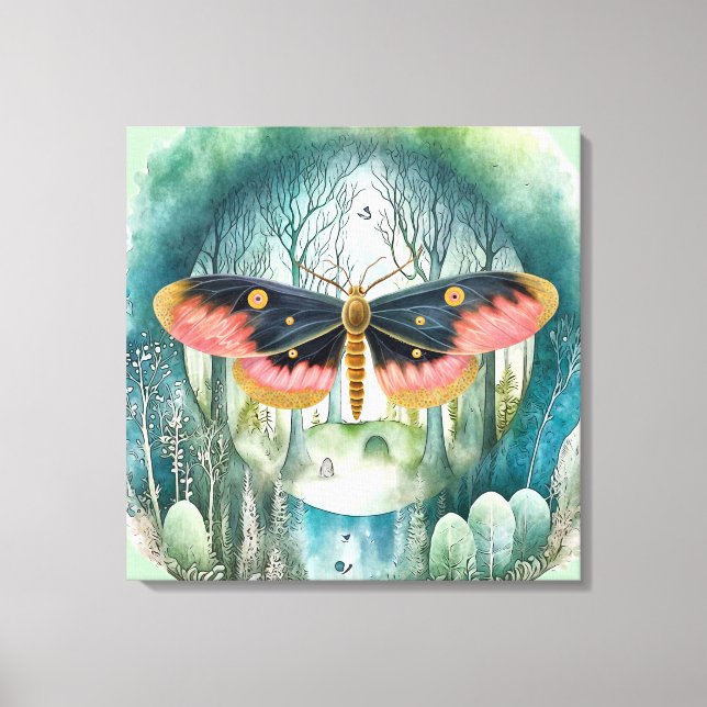 Impressão Em Tela Noite da Floresta Rosa (Frente)