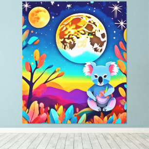 Impressão Em Tela Noite de Lua de Koala