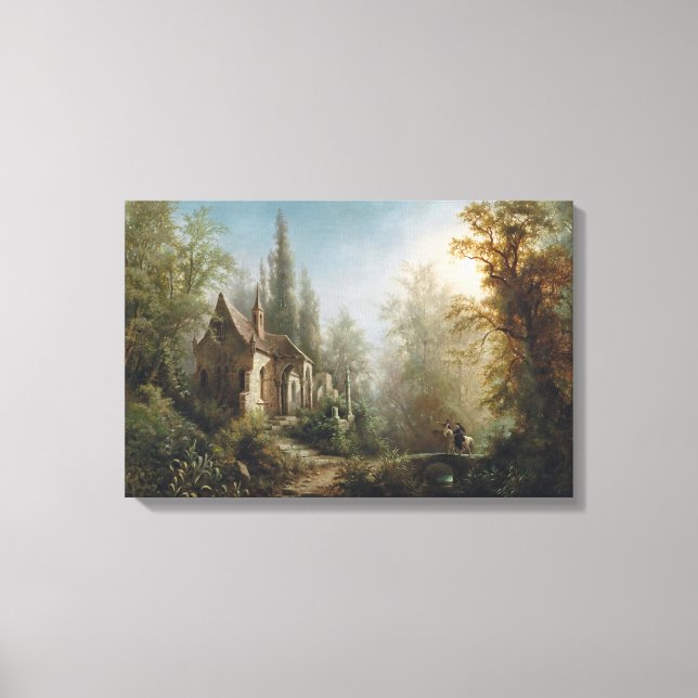 Impressão Em Tela Noite de Lua sobre Capela e Cavaleiros (Frente)