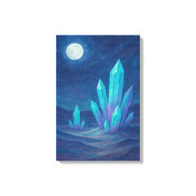 Noite do Deserto de Aquarela com Cristais