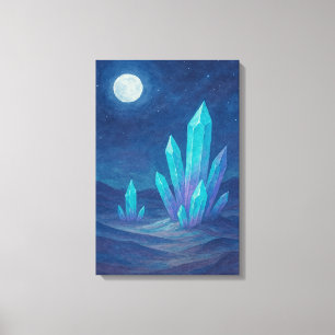 Impressão Em Tela Noite do Deserto de Aquarela com Cristais