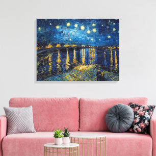 Impressão Em Tela Noite Estrelada no Ródano Van Gogh