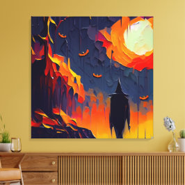 Impressão Em Tela Noite Moderna de Halloween Abstrato