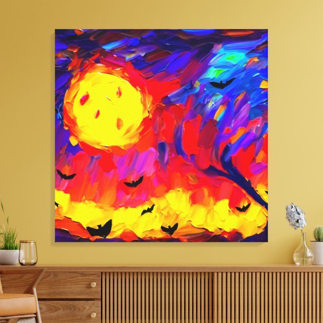Impressão Em Tela Noite Moderna de Halloween Abstrato (Insitu(Sala de estar))