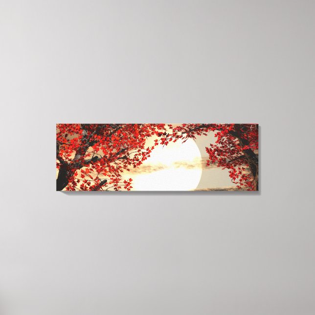 Impressão Em Tela Noite quente sob a árvore vermelha - Arte Digital (Frente)